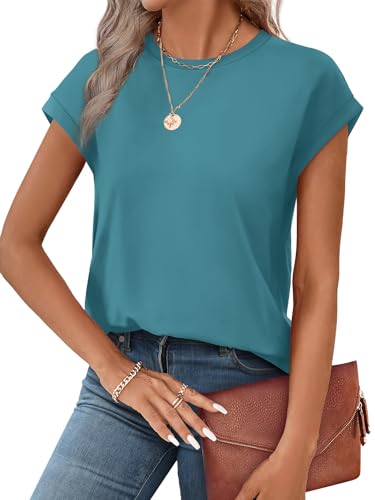 Image of Alaroo Womens Summer Tops Short Sleeve Shirts Crew Neck Cute Trendy Tunic Blouses (S-3XL)