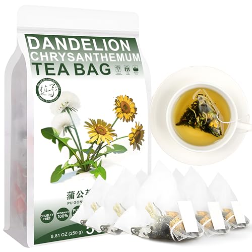 100% Dandelion Chrysantheme Tea Bag, 250g/8.81oz (5g*50bags) Geißblatt Löwenzahn Blätter Tee, natürlicher Kräutertee, Kombination Kräutertee