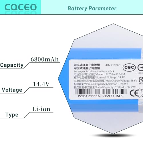 Luartion Lithium Ion Battery 14.4V 6800mAh for Laresar L6 Pro, VIOMI S9, Ultenic T10