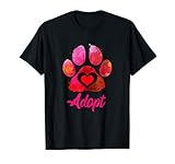 Adopt Love My Rescue Animal Lover Watercolor Art T-Shirt