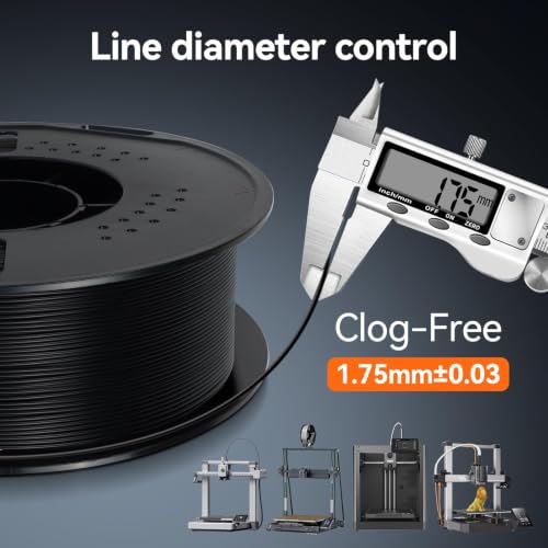 Image of Kingroon PLA Plus(PLA+) 3D Printer Filament, Dimensional Accuracy + /- 0.03 mm, 1 kg Spool(2.2lbs), 1.75 mm,Black