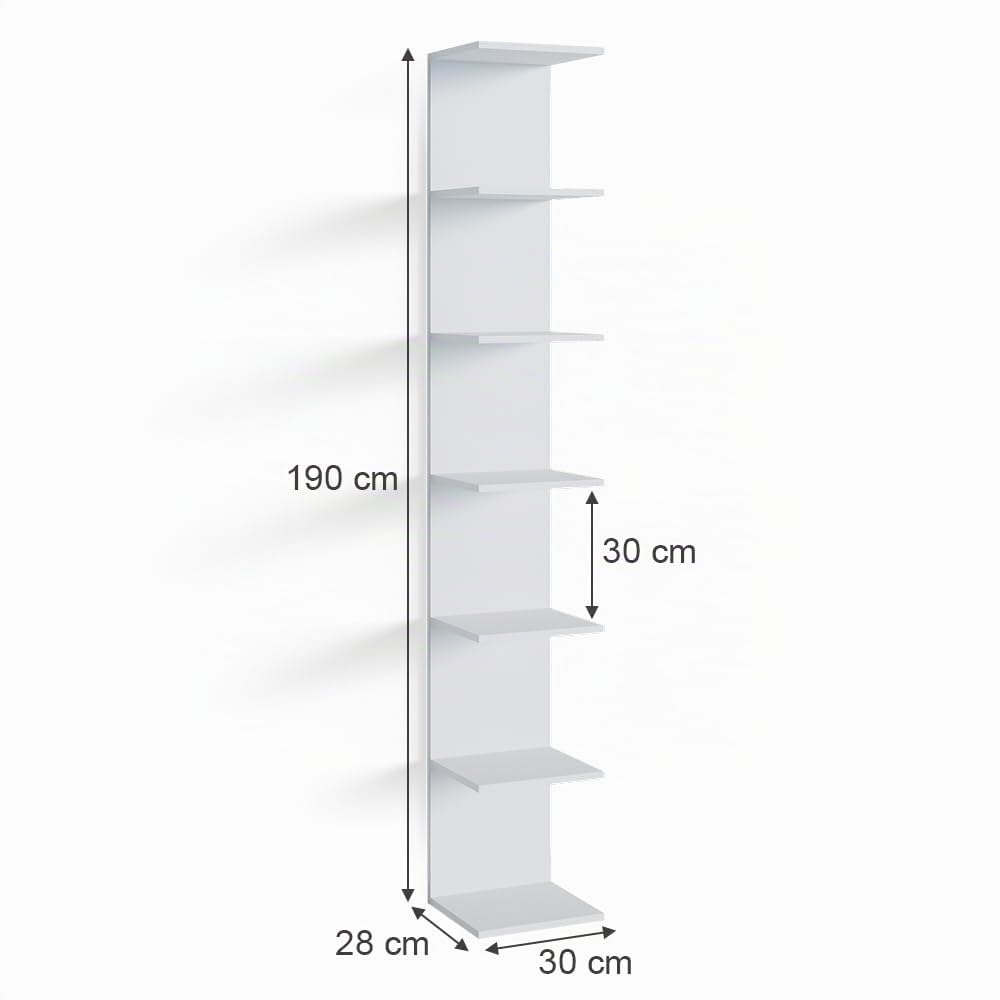 Vicco Libreria da parete Paolo, Bianco, 30 x 190 cm, montabile per riporre libri e decorazioni