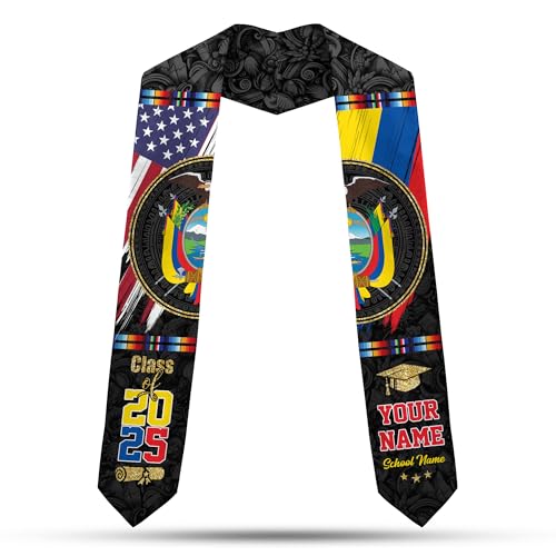MonkeyVan Ecuadorians Graduation Sash Custom Ecuadorians American Flag Graduation Sash 2025 Ecuador Graduation Stole Ec14