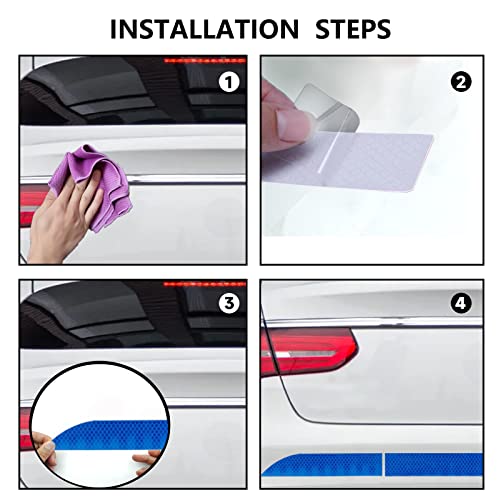 Car Trunk Reflective Stickers, Reflective Rear Bumper Guard Anti-Scratch Rear Trunk Rear Warning Cover Sticker, Universal For Most Cars, Suvs And Pickups, Car Exterior Accessories (Blue) #TOP4