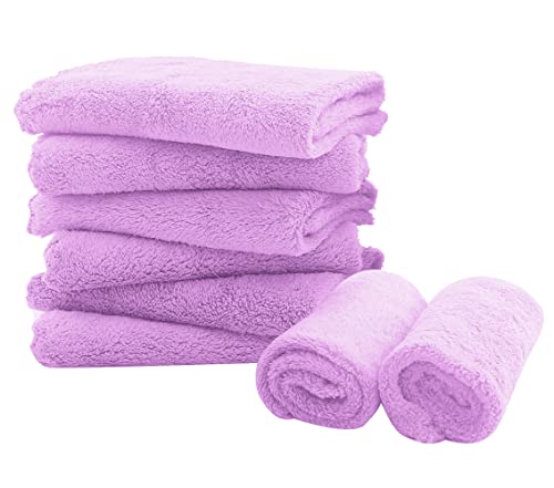 Spotted Play 8 Pack Burp Cloths for Baby - 20" by 10" Ultra Absorbent Burping Cloth, Newborn Towel - Milk Spit Up Rags - Burpy Cloths for Unisex, Boy, Girl - Burp Cloths Set (Purple)