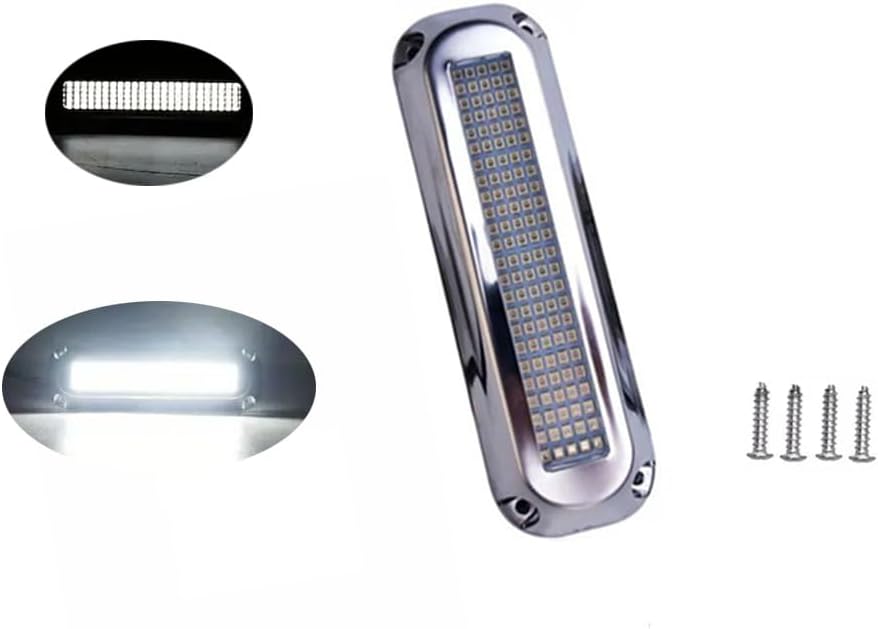 Marine LED Boat Light 120 LED, 10-30V 316 Stainless Steel, IP68, Air or Underwater, Surface Mount Designed for Cruise Outboard Ship Yacht Boat Sailboat Pontoon Transom Blue