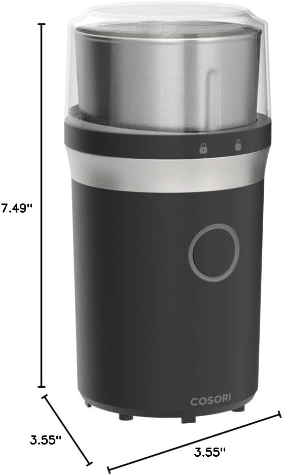 COSORI Electric Coffee Grinders for Spices, Seeds, Herbs, and Coffee Beans, Spice Blender and Espresso Grinder, Wet and Dry Grinder, Included 2 Removable Stainless Steel Bowls, Black