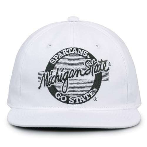 The Game NCAA Michigan State Spartans Retro Circle Design Hat, Adjustable One Size, White