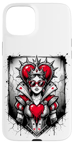 Red Queen of Hearts Rebel Crown �T���O���X �|�[�J�[�J�[�h ���f�B�[�X �X�}�z�P�[�X iPhone 15 Plus �p