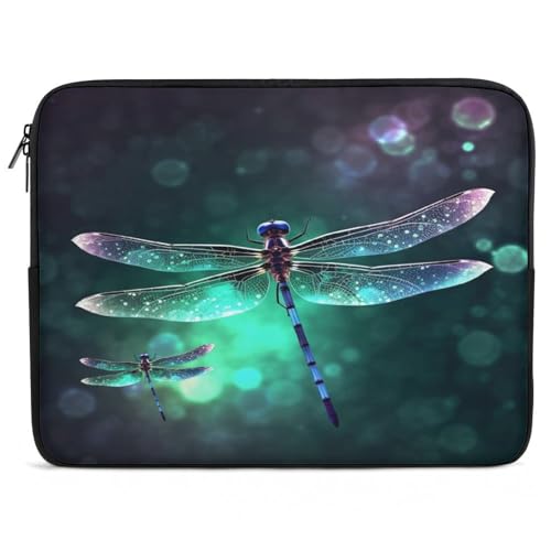 Funda de 17 pulgadas para laptop con diseño de libélula galáctica impermeable