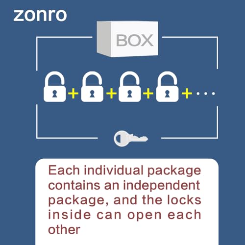 Image of ZonRo Locks Laminated Steel Keyed Padlocks,Keyed Alike Locks, 1-9 /16 inch Wide,Normal Shackle Padlocks, Pack of 6,Blue Hoop, for Hasp Latch, Sheds, Fences, Storage Locker, School, Gym