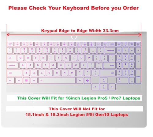 Image of RAYA Silicone Keyboard Skin Cover for 2026 Lenovo Legion Pro 5 & Legion Pro 7 16inch Laptops (Transparent)