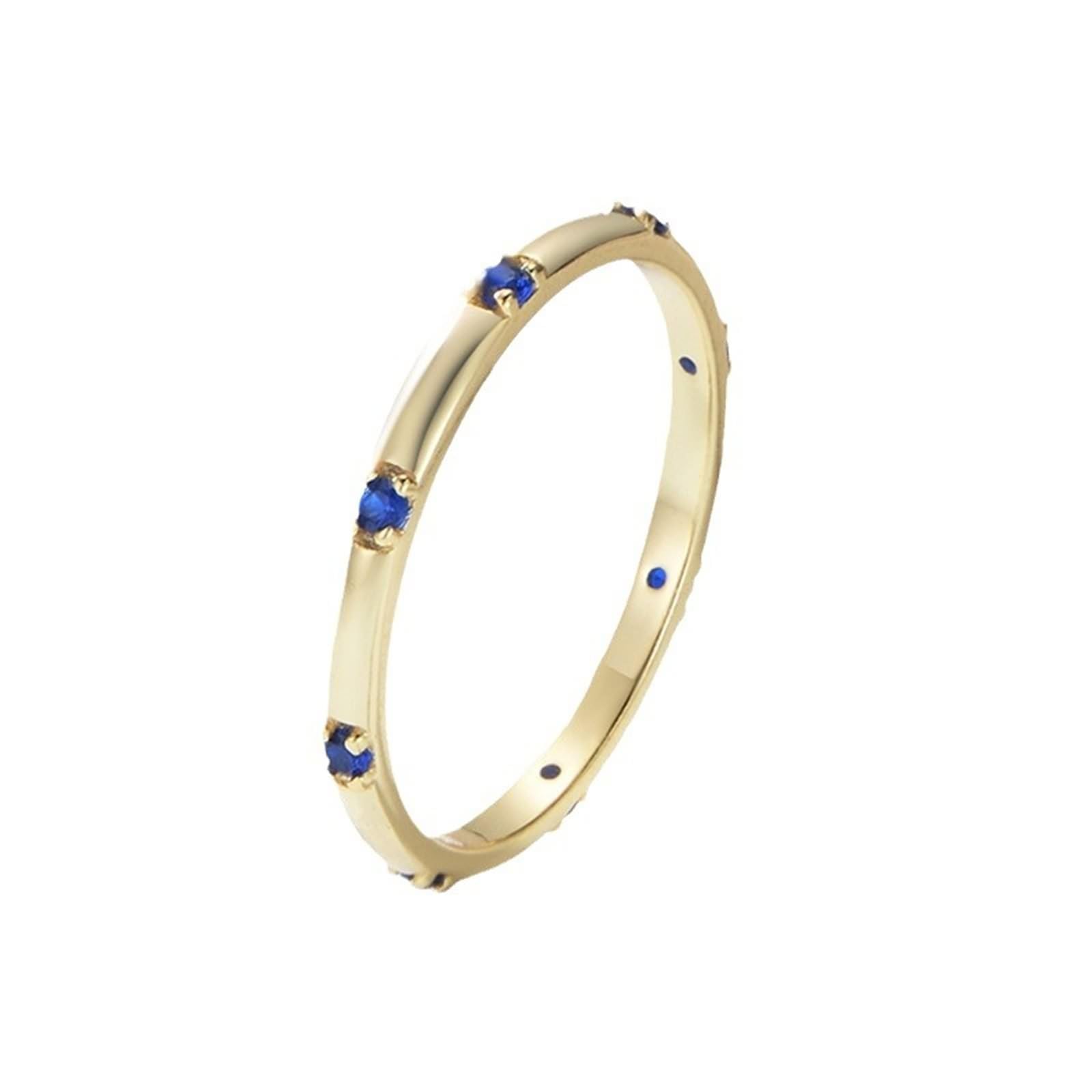 Anillo de la amistad, oro amarillo Au375 de 9 quilates, para parejas con zafiro azul, oro auténtico, joyas de oro de 9 quilates, talla 53 (16,9)