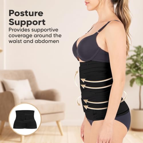 Image of Somaka 3-in-1 Postpartum Belt After Delivery for Women - Post Pregnancy & C-Section Abdominal, Waist & Pelvis Support Belt, Adjustable Belly Wrap for Postpartum Recovery (Black, Free Size)