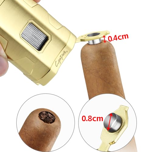 Encendedor Soplete Triple Llama Recargable Butano Dorado miniatura 5