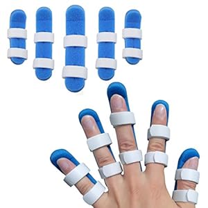 Footsihome Finger Splint Metal Pack of 5 Broken Finger Brace Support Mallet Finger Stabilizer for Adults and Children Finger Knuckle Joint Fixation – 3 Size