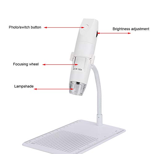 USB Mikroskop, Endoskop mit 1000-facher Vergrößerung 8 LED Digitalmikroskop mit flexiblem Armständer Mini WiFi Mikroskop… – Bild 8