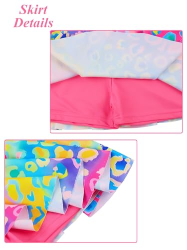 Image of Girls Swimsuit One Piece UPF 50+ Floral Skirted Bathing Suit Modest Beach Swim Dress 3-11 Years