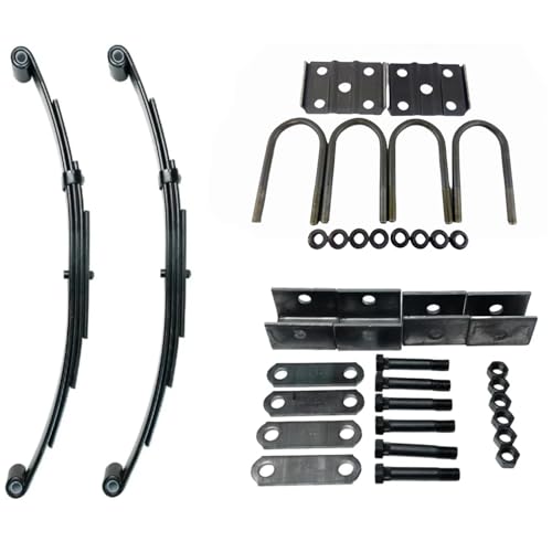 TRAILER SUPPLIES - TRAILER SUPPLIES Single Trailer Leaf Spring Suspension Kit – 4-Leaf Double Eye, 1,750 lb Cap per Spring for 3,500 lb Axle – Includes Hanger & U-Bolt Kit, 25-1/4" Length, Fits SW4B