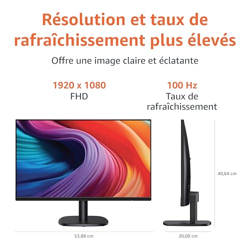 Amazon Basics Écran 24", FHD 1080p, Max 100 Hz, Compatible VESA, Haut-parleurs intégrés, Noir – Image 6