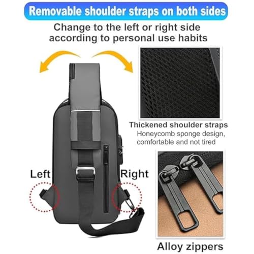 Image of SKYTONE Side Bag Anti Theft Unisex Waterproof, USB Charging port Shoulder Backpack With Multifunctional Use for Travel, Hiking, Camping, Daily Out