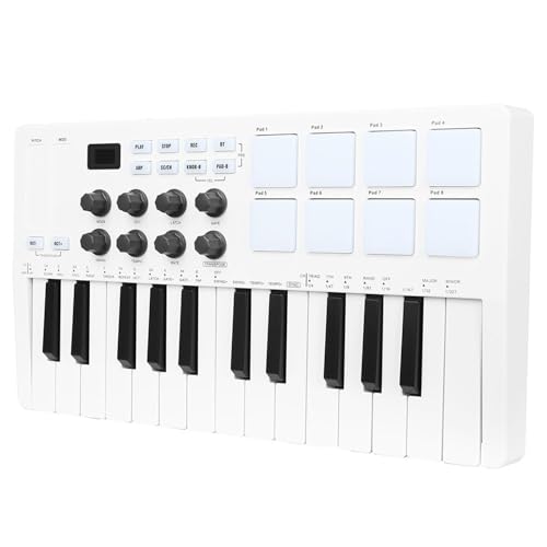 Teclado de música móvil de 25 teclas con perillas ajustables, conectividad Plug-Play para productores al aire libre/estudio, teclado de iluminación - imagen 3