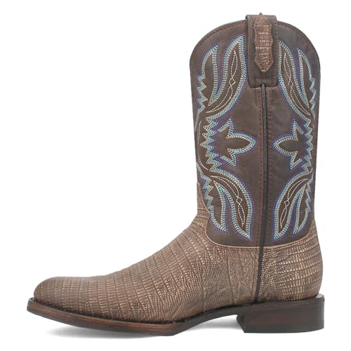 Dingo Mens Saw Buck Embroidered Lizard Print Round Toe Casual Boots Mid Calf - Brown3