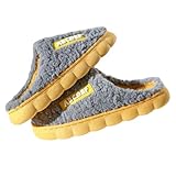 [Shopyruder] スリッパ メンズ 冬 レディース 春用スリッパモコモコ ルームシューズ 冬 あったかスリッパ 秋冬 室内外履き 防寒 シューズ 冬靴 もこもこ スリッパスリッパ 暖かい 洗える 男女兼用 父氏 母氏 彼氏 彼女 カップル プレゼント(AD-グレー,26.5 cm)