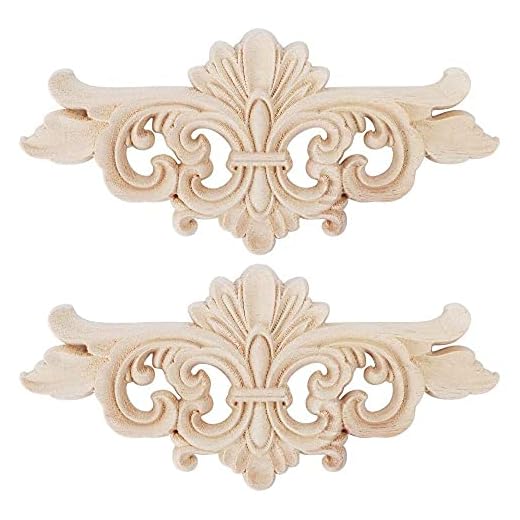 Qweri Applique möbler, 2 st möbler applikation dekoration, blommor snidade möbler, Applique träsnideri, hörn trä ornament, möbeldekor snideri, för möbler, säng, dörr, fönsterdekoration