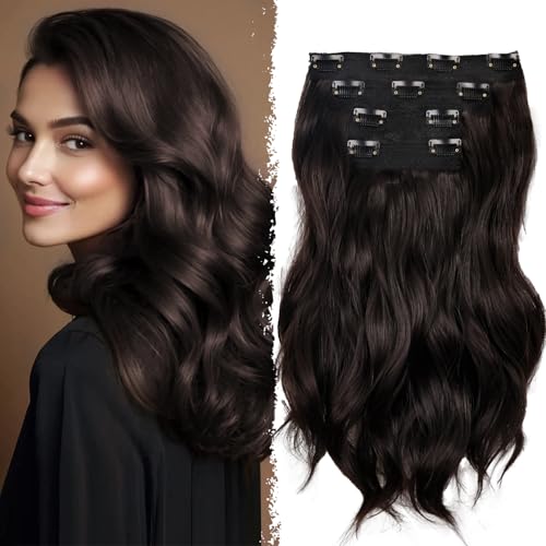 14" Brown Wavy Clip-In Hair Extensions