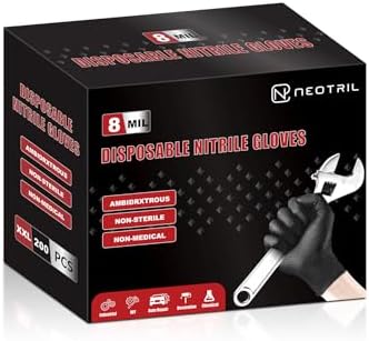 NEOTRIL 8 Mil Heavy Duty Disposable Nitrile Gloves with Diamond Texture Grip Rubber Gloves Latex & Powder Free