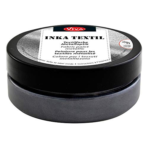 Viva Decor Inka Textil (Anthrazit, 50ml) metallische Stoff-/Textilfarbe waschmaschinenfest - Färbemittel Textilien - Stofffarben waschfest - Stofffarbe Made in Germany