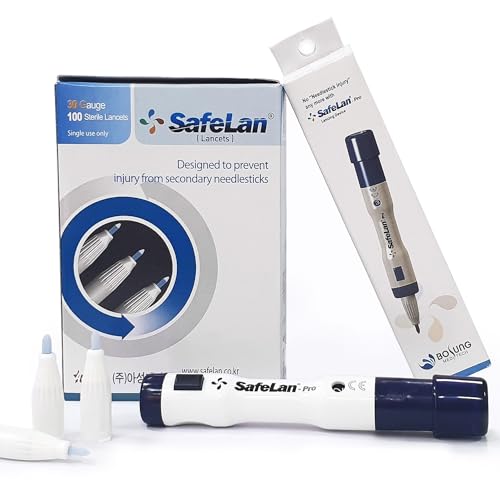 SafeLan Set Safety Lancing Device + Lancets 1Box (30G/100Pieces) Minimizing Pain Made in Korea