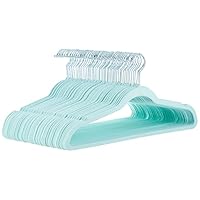 Amazon Basics Slim, Velvet, Non-Slip Suit Clothes Hangers, Mint Green/Silver - Pack of 50