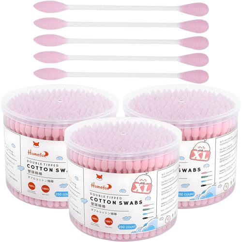 Image of XL Pink Thick Cotton Swabs Pointed Precision - 750 Count Extra Large - Pointy Organic Cotton Buds Double Side Tightly Wrapped Cotton Tips Paper Stick Cruelty-Free, XL Pointy & Round Pink