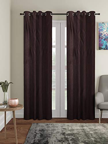 Image of Home Sizzler Long Crush 2 Piece Brown Door Curtain, 7 feet