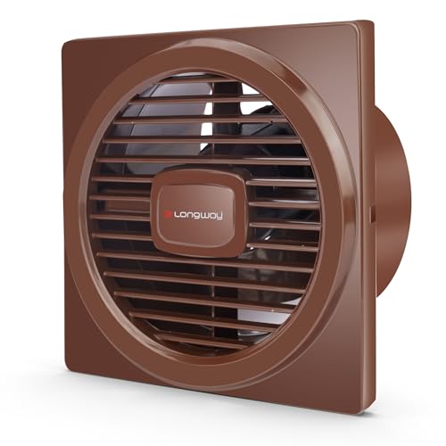 LONGWAY Gusto 6 Inch 150 mm Energy Efficient Exhaust Fan | High Speed Powerful Motor | Noiseless Operation & Easy to Clean | Suitable for Bathroom, Kitchen, Office | 2 Years Warranty (Brown)