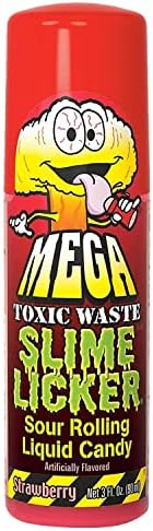1 Pack Mega Slime Licker Size 3 Oz. - Sour Rolling Liquid Candy - Strawberry Flavor TikTok Challenge, 3 Fl Oz (Pack of 1), Blue,Red, 3.0 ounces