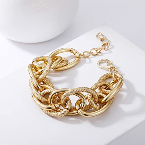 Mixed Color Exaggerated Twist Chain Bangle Bracelet Jewelry for Women Hip Hop Metal Chunky Thick Chain Bracelets Gifts 5938S (S4)4