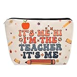 Funny Teacher Gifts Makeup Bag for Women Its Me Hi Im The Teacher Birthday Gifts from Student Novelty Teacher Cosmetic Bag Appreciation Gift for Teacher Graduation Gifts for New Teacher Supplies