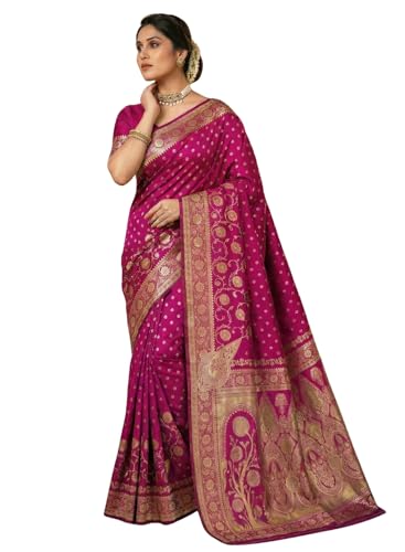 Image of C J Enterprise Women's Pure Soft Silk Saree With Blouse Piece For Wedding (Jiya)