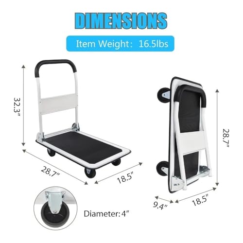 Carretilla plegable con 4 ruedas para uso doméstico miniatura 2