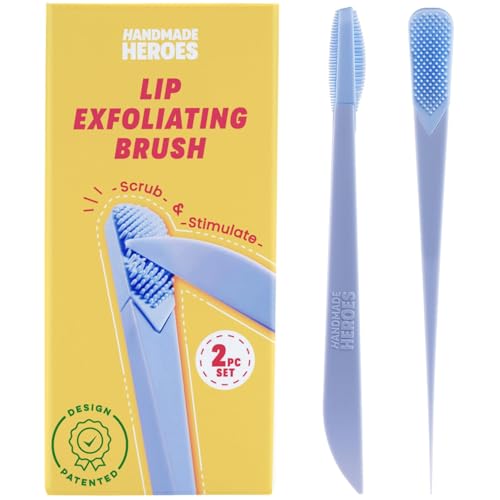 Handmade Heroes Lip Brush, Reusable Lip Exfoliator - Gentle Exfoliant, Use with Sugar Lip Polish and Lip Exfoliator Scrubber for Chapped and Dry Lips 2pc
