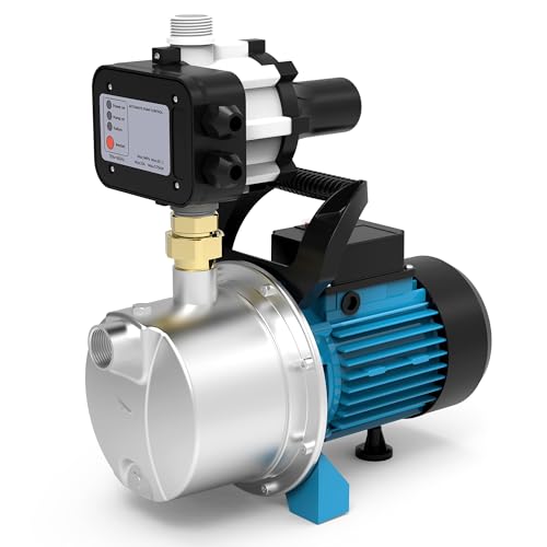 LEO 1.5 HP Water Pressure Booster Pump for Home with Smart Controller Automatic 1200 GPH Self-Priming Shallow Well Jet Pump 110V 164 FT Garden Sprinkler Water Transfer Pump Stainless Steel