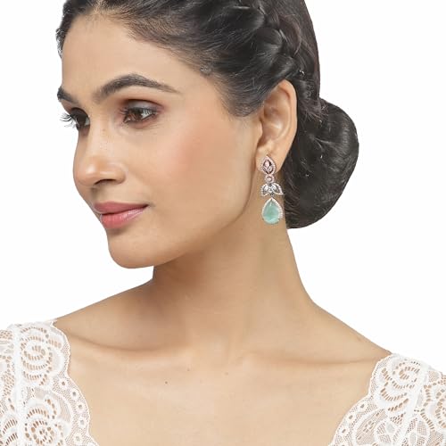Rhodium-Plated American Diamond Drop Earrings