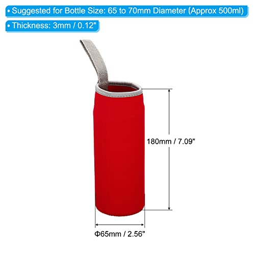 PATIKIL 65mmx180mm Water Bottle Sleeve, 4 Pack Neoprene Insulated Bottle Bag Holder Carrier Pouch with Finger Strap, Red - Image 2
