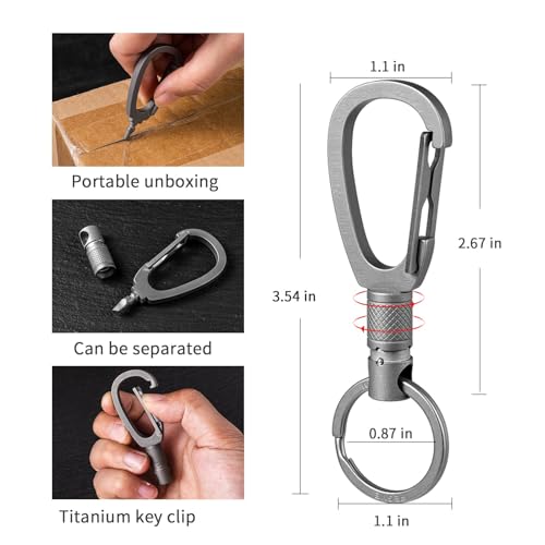 Image of FEGVE Titanium Quick Release Swivel Keychain, Pull Apart Detachable Keychain Heavy Duty Car Key Holder with Key Rings