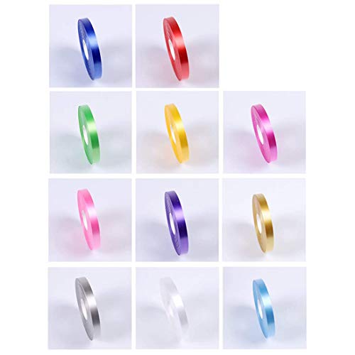 Ruban de Ballons,11 Pack Couleurs Rubans de Curling Plastique Rouleaux Rollon Double Face PVC Ruban de Satin de Soie pour Gâteau Bouquet Décoration de Mariage 10 Mètres