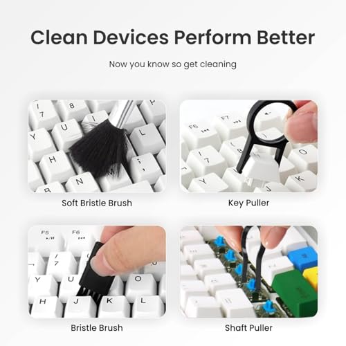 Image of Amazon Basics Clean N 19-in-1 Smart Gadget Cleaning Kit | Multi-Device Cleaner for Smartphones, Laptops, Tablets, Earbuds & Keyboards | Compact All-in-One Electronic Cleaning Tool (White)