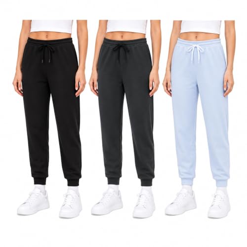 Image of Sweet Hearts Girls Sweatpants - 3 Pack Super Soft Performance Jogger Girls Pants: Made in USA (Sizes 5-18)